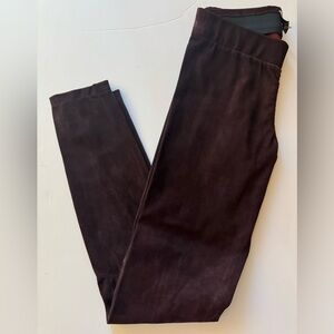 Ecru Genuine Suede Leggings in Chocolate Brown Size XS in EUC